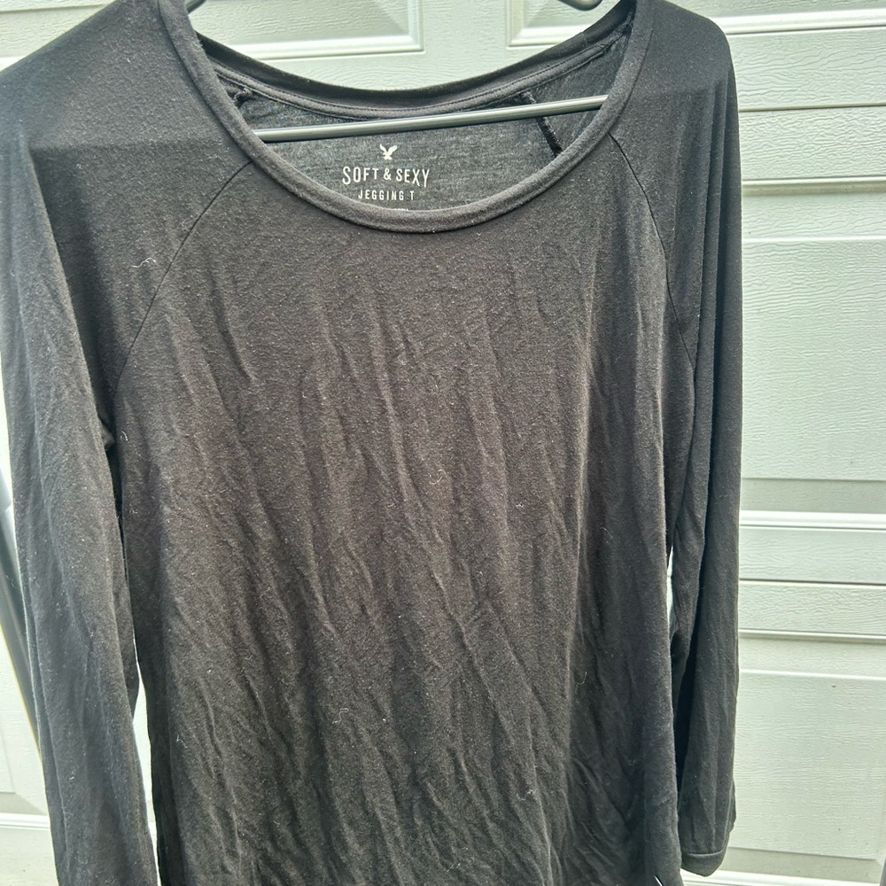 American Eagle Outfitters Soft & Sexy Jegging Tee in Black